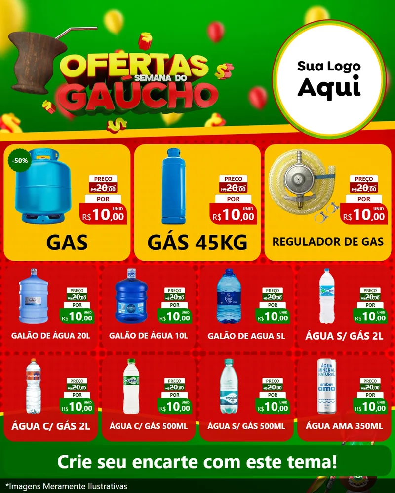 Modelo de Rede Social para Feed Instagram com o tema Ofertas Semana Do Gaúcho para Água e gás