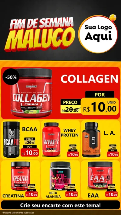 Modelo de Rede Social para Stories com o tema Final de Semana Maluco para Suplementos alimentares