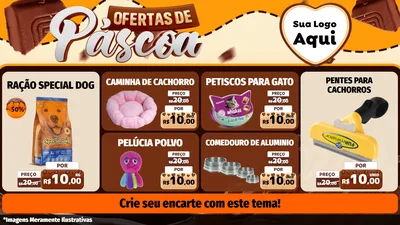 Modelo de TV para TV Horizontal com o tema Ofertas de Páscoa para Pet Shop