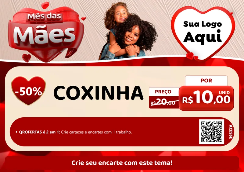 Modelo de Cartaz para Cartaz A4 Horizontal com o tema Mês das Mães para Salgadaria