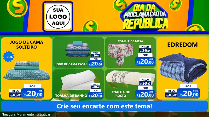 Modelo de TV para TV Horizontal com o tema Dia Da Proclamação da República para Cama, Mesa e Banho