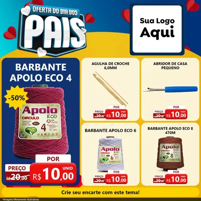 Modelo de Rede Social para Feed Facebook com o tema Oferta Do Dia Dos Pais para Armarinho e Aviamentos