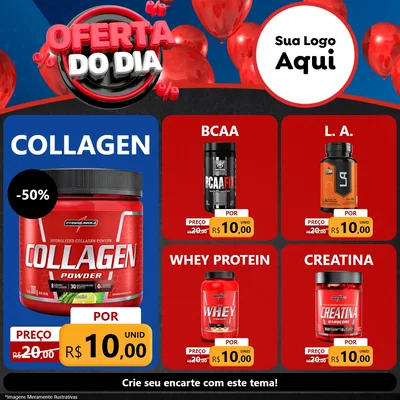 Modelo de Rede Social para Feed Facebook com o tema Oferta do Dia para Suplementos alimentares