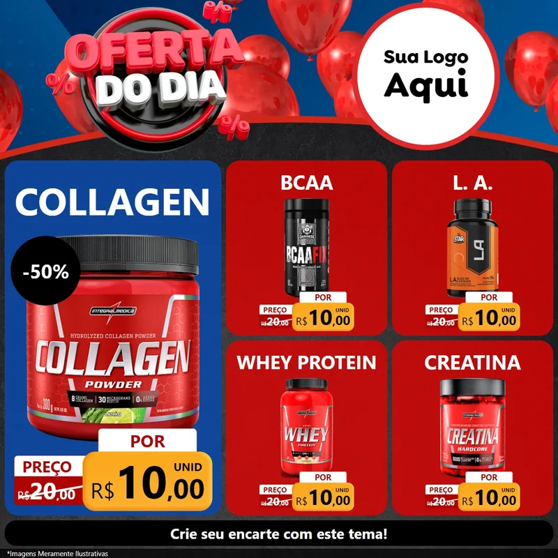 Modelo de Rede Social para Feed Facebook com o tema Oferta do Dia para Suplementos alimentares