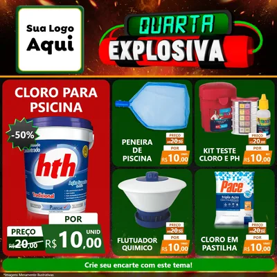 Modelo de Rede Social para Feed Facebook com o tema Quarta Explosiva para Produtos para Piscina