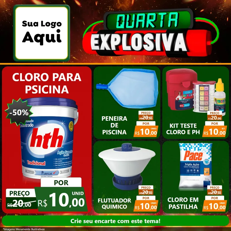 Modelo de Rede Social para Feed Facebook com o tema Quarta Explosiva para Produtos para Piscina