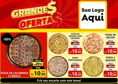Modelo de Encarte para Encarte A4 Horizontal com o tema Grandes Ofertas para Pizzaria