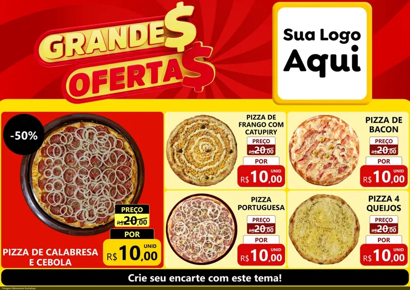 Modelo de Encarte para Encarte A4 Horizontal com o tema Grandes Ofertas para Pizzaria
