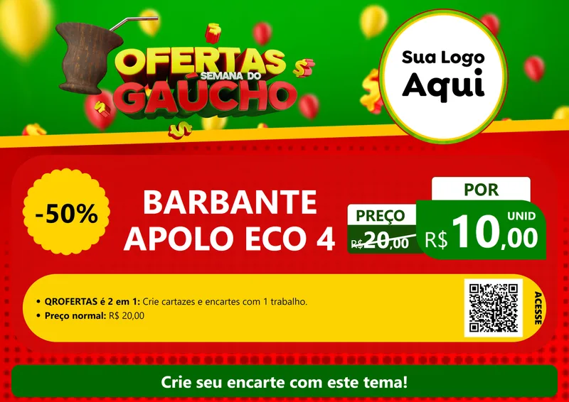 Modelo de Cartaz para Cartaz A4 Horizontal com o tema Ofertas Semana Do Gaúcho para Armarinho e Aviamentos