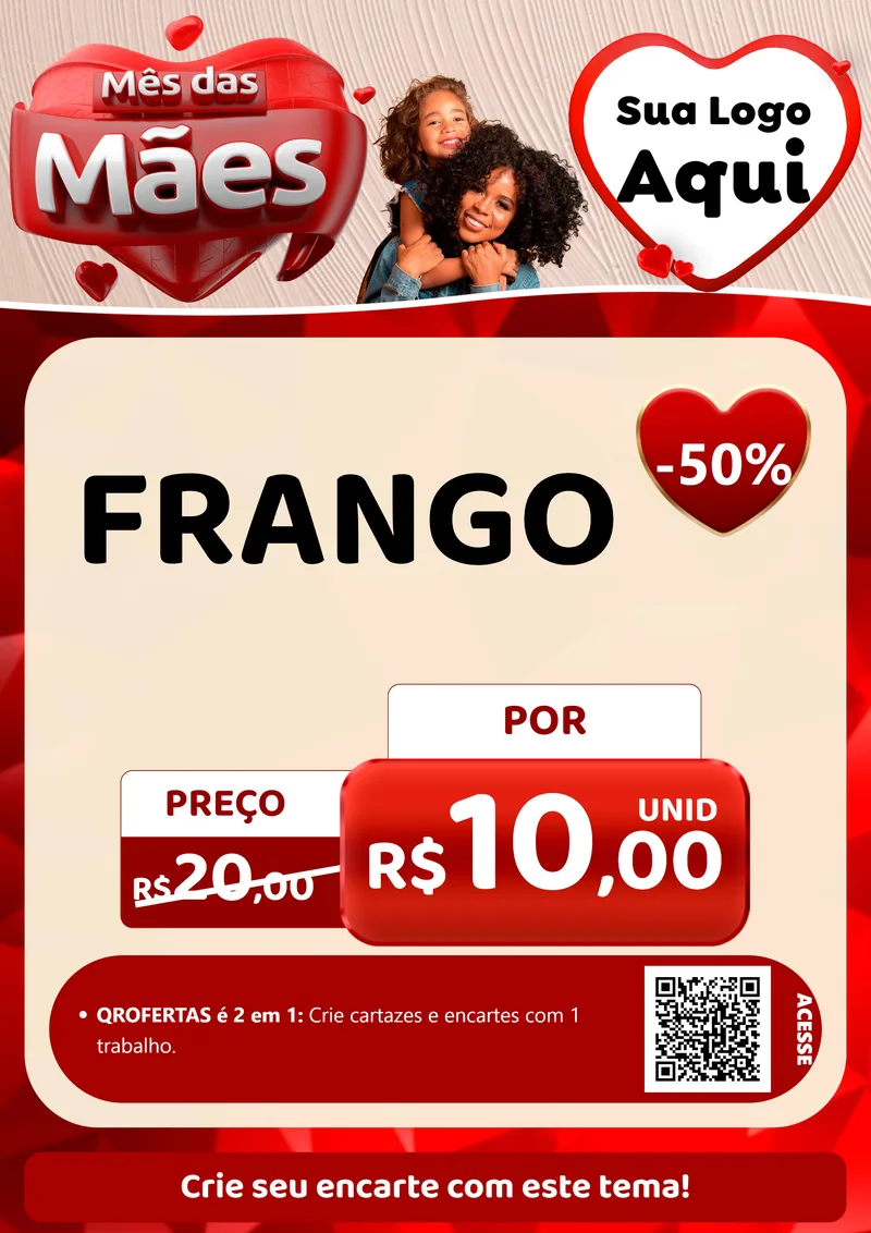 Modelo de Cartaz para Cartaz A4 Vertical com o tema Mês das Mães para Assados