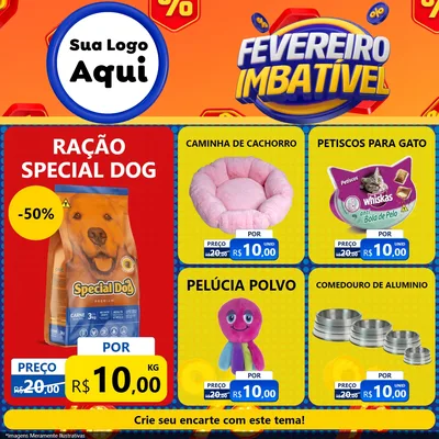 Modelo de Rede Social para Feed Facebook com o tema Fevereiro Imbatível para Pet Shop