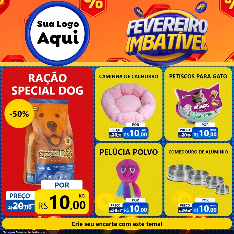 Modelo de Rede Social para Feed Facebook com o tema Fevereiro Imbatível para Pet Shop