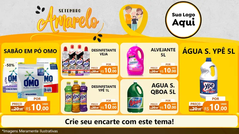 Modelo de TV para TV Horizontal com o tema Setembro Amarelo para Produtos de Limpeza