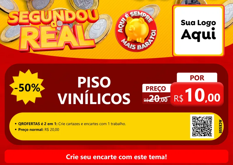 Modelo de Cartaz para Cartaz A4 Horizontal com o tema Segundou do Real para Material para Construção