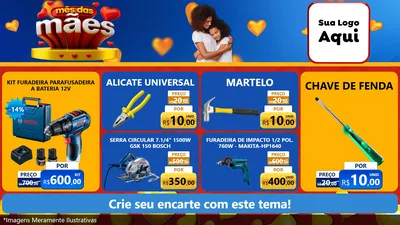 Modelo de TV para TV Horizontal com o tema Mês das Mães para Maquinas e Ferramentas