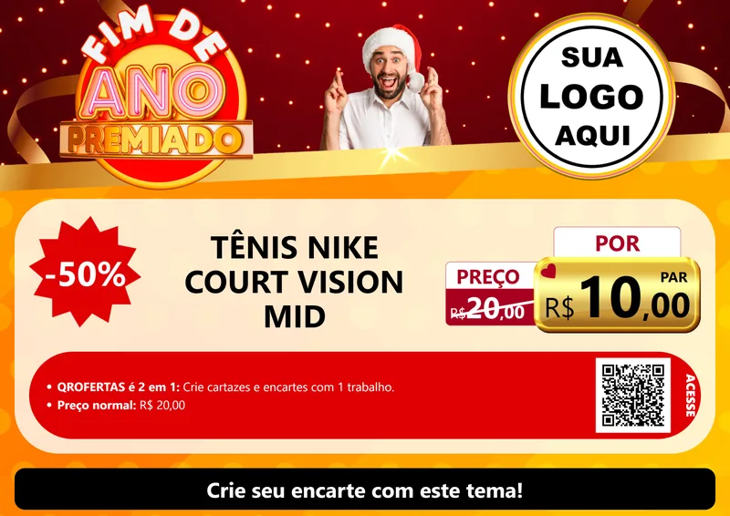 Modelo de Cartaz para Cartaz A4 Horizontal com o tema Fim de Ano Premiado para Calçados