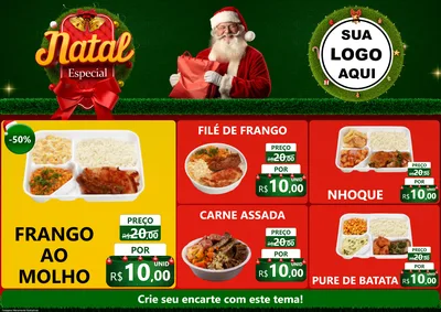 Modelo de Encarte para Encarte A4 Horizontal com o tema Natal Especial para Restaurante