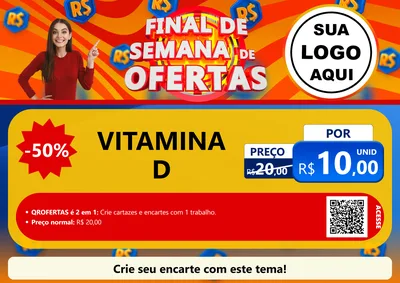 Modelo de Cartaz para Cartaz A4 Horizontal com o tema Final de Semana de Ofertas para Farmácia