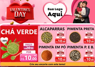 Modelo de Encarte para Encarte A4 Horizontal com o tema Valentine's Day para Produtos Naturais