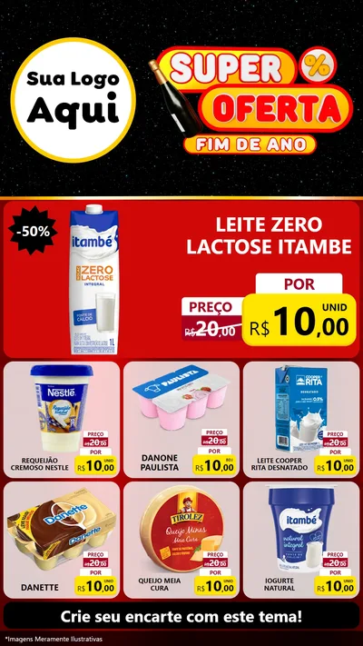 Modelo de Rede Social para Stories com o tema Super Oferta Fim de Ano para Frios e Laticínios