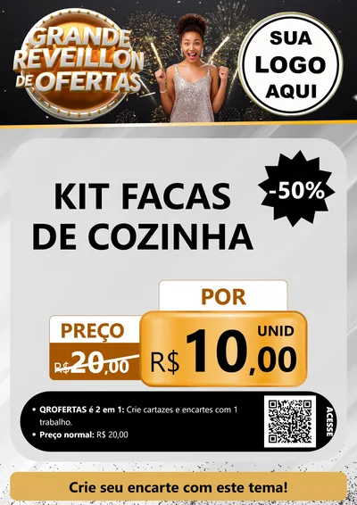 Modelo de Cartaz para Cartaz A4 Vertical com o tema Grande Réveillon de Ofertas para Utilidades Domésticas