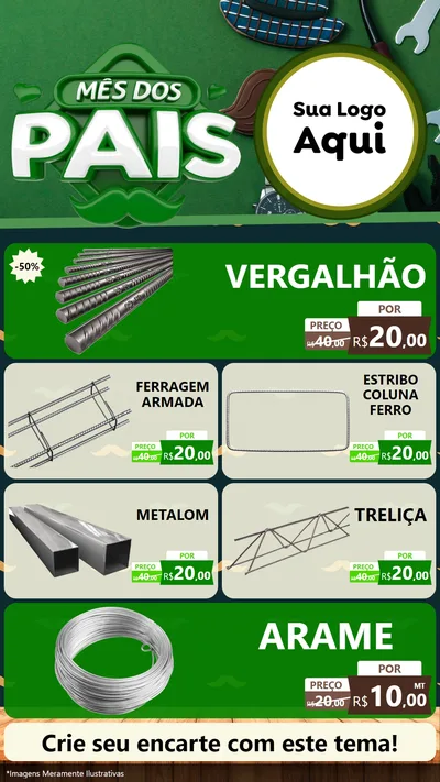 Modelo de TV para TV Vertical com o tema Mês dos Pais para Ferragens