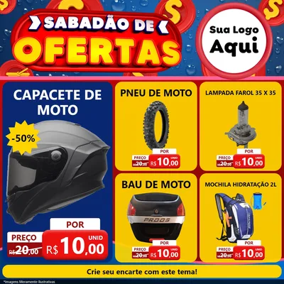 Modelo de Rede Social para Feed Facebook com o tema Sabadão de Ofertas para Moto peças
