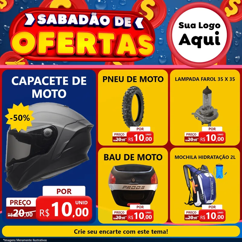 Modelo de Rede Social para Feed Facebook com o tema Sabadão de Ofertas para Moto peças