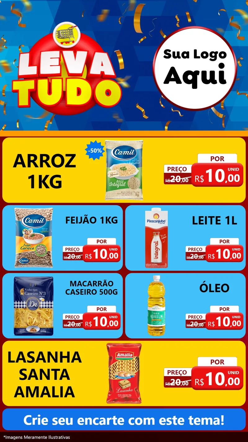 Modelo de TV para TV Vertical com o tema Leva Tudo para Supermercado