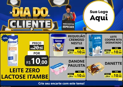 Modelo de Encarte para Encarte A4 Horizontal com o tema Dia Do Cliente para Frios e Laticínios
