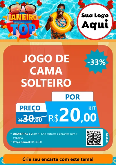 Modelo de Cartaz para Cartaz A4 Vertical com o tema Janeiro Top para Cama, Mesa e Banho