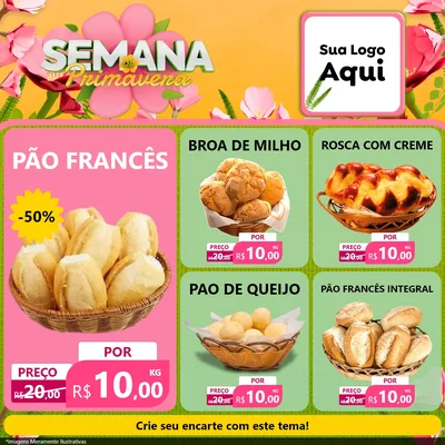 Modelo de Rede Social para Feed Facebook com o tema Semana da Primavera para Padaria