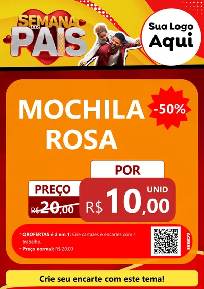 Modelo de Cartaz para Cartaz A4 Vertical com o tema Semana Dos Pais para Papelaria