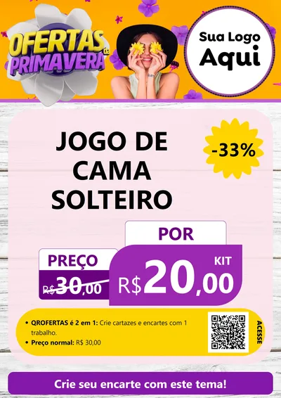 Modelo de Cartaz para Cartaz A4 Vertical com o tema Ofertas Da Primavera para Cama, Mesa e Banho