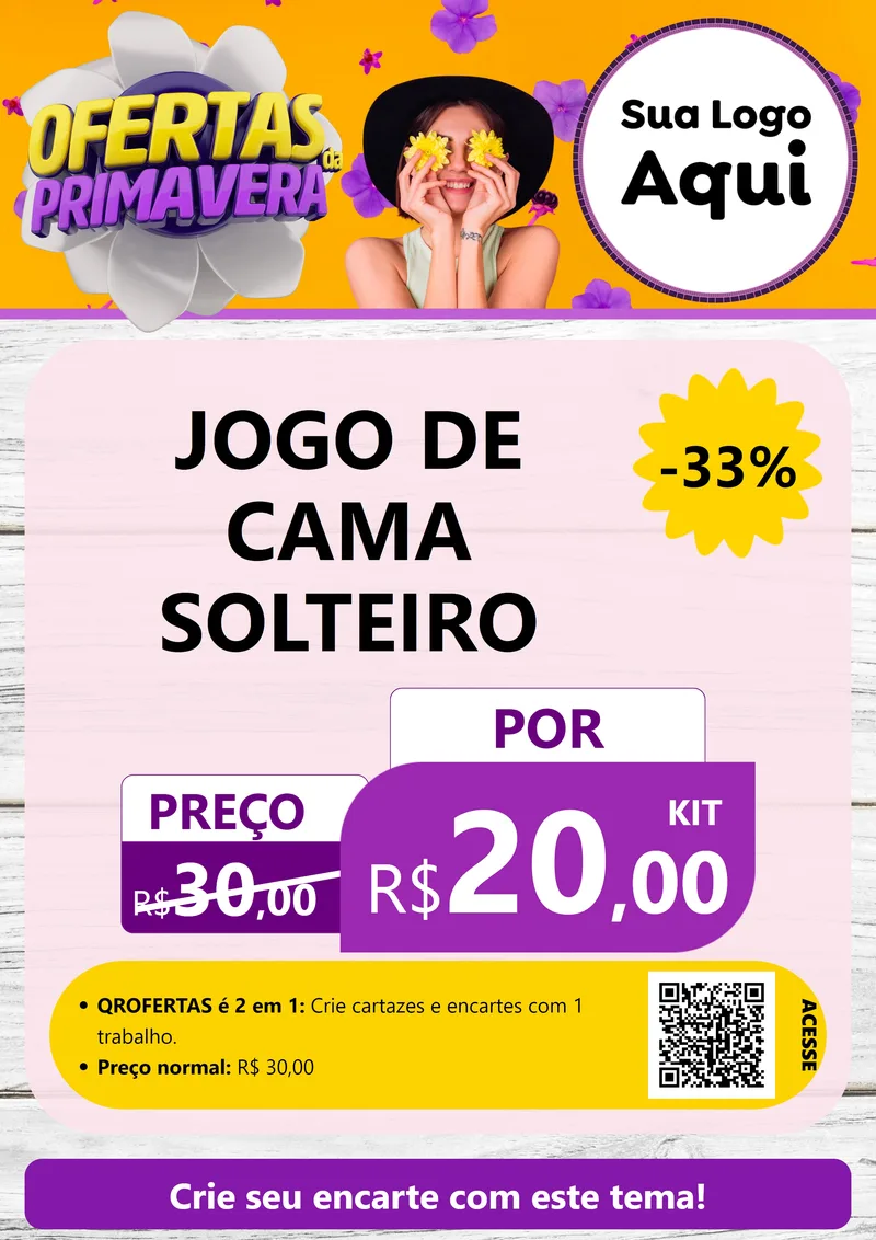 Modelo de Cartaz para Cartaz A4 Vertical com o tema Ofertas Da Primavera para Cama, Mesa e Banho