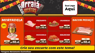 Modelo de TV para TV Horizontal com o tema Arraiá de Ofertas - Junina para Frios e Laticínios