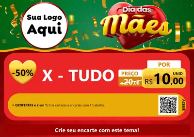 Modelo de Cartaz para Cartaz A4 Horizontal com o tema Dia das Mães para Hamburgueria