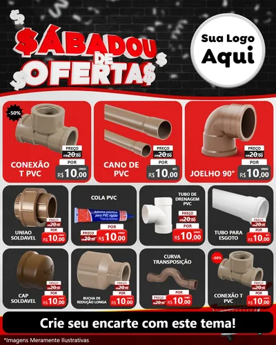 Modelo de Rede Social para Feed Instagram com o tema Sabadou de Ofertas para Tubos e conexões