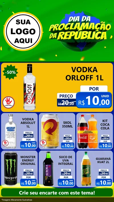 Modelo de Rede Social para Stories com o tema Dia Da Proclamação Da República para Distribuidora de bebidas