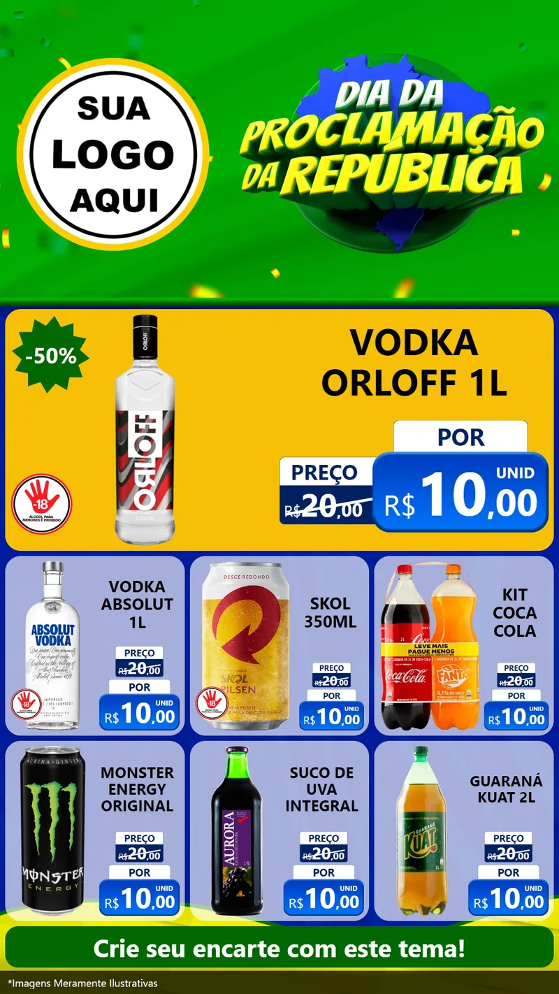 Modelo de Rede Social para Stories com o tema Dia Da Proclamação Da República para Distribuidora de bebidas