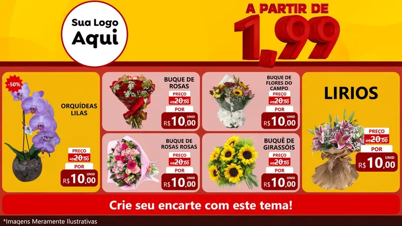 Modelo de TV para TV Horizontal com o tema A Partir de Um e Noventa e Nove - 1,99 para Floricultura e jardim