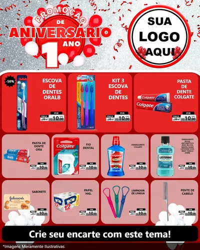 Modelo de Rede Social para Feed Instagram com o tema Promoção de Aniversário - 1 Ano para Higiene Pessoal