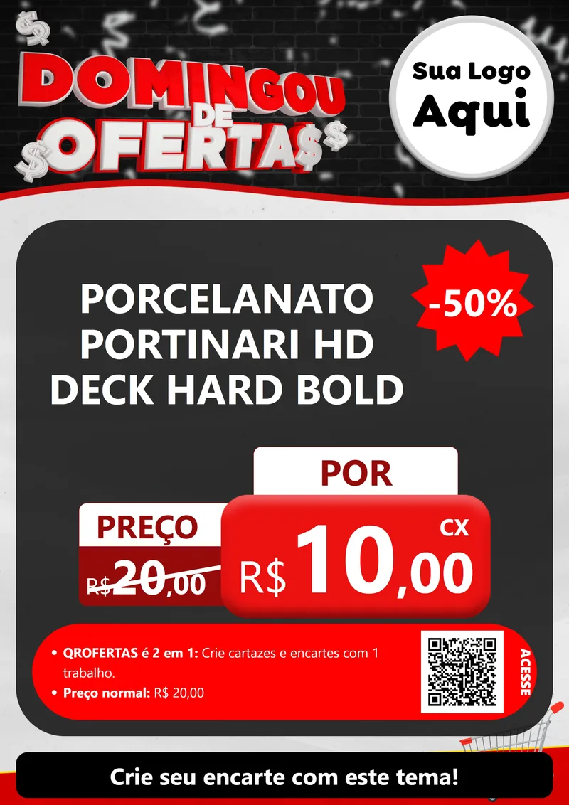 Modelo de Cartaz para Cartaz A4 Vertical com o tema Domingou de Ofertas para Pisos e revestimentos