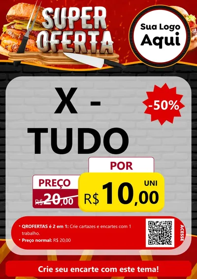 Modelo de Cartaz para Cartaz A4 Vertical com o tema Super Oferta - Lanches para Hamburgueria
