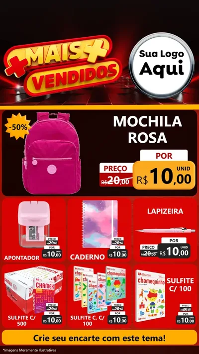 Modelo de Rede Social para Stories com o tema Mais Vendidos para Papelaria
