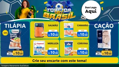 Modelo de TV para TV Horizontal com o tema Torcida Vai Brasil - Copa para Peixaria