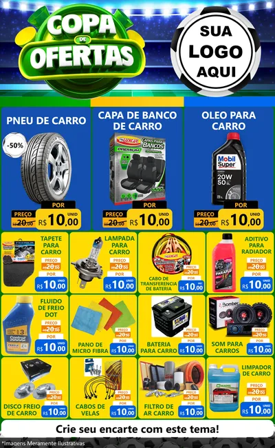 Modelo de Encarte para Encarte Grande com o tema Copa de Ofertas para Auto peças