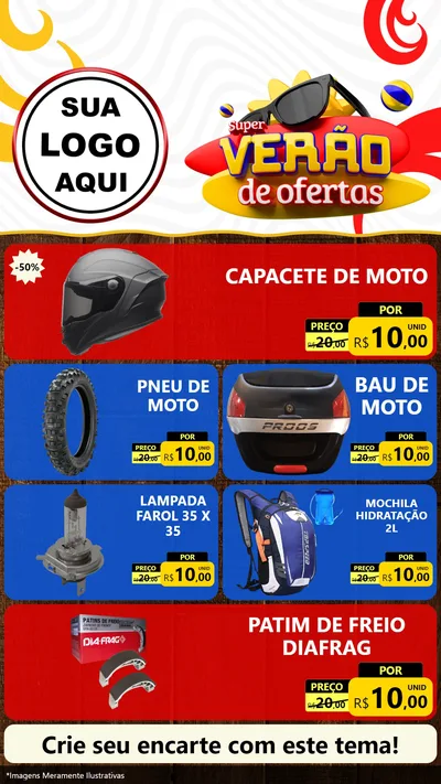 Modelo de TV para TV Vertical com o tema Super Verão de Ofertas para Moto peças