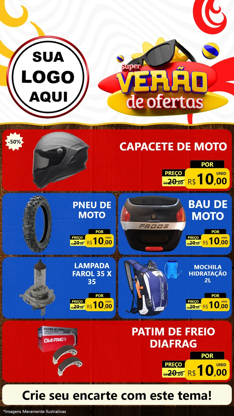 Modelo de TV para TV Vertical com o tema Super Verão de Ofertas para Moto peças