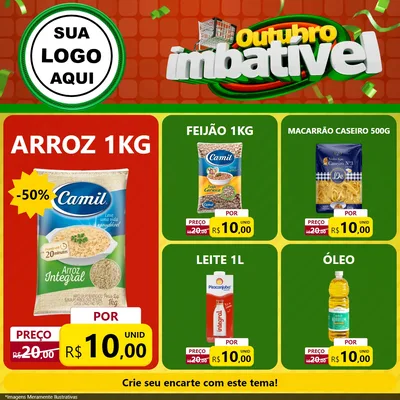 Modelo de Rede Social para Feed Facebook com o tema Outubro Imbatível para Supermercado